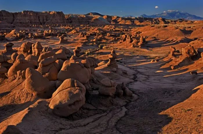 Framed Print : USA, Utah, Goblin Valley State Park. Sunrise on eroded sandstone formations
