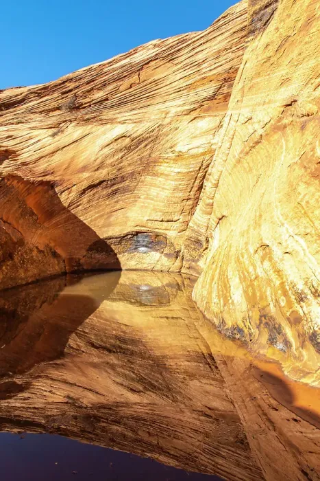 Framed Print : USA, Utah, Grand Staircase Escalante National Monument. Harris Wash rock formation reflects in water