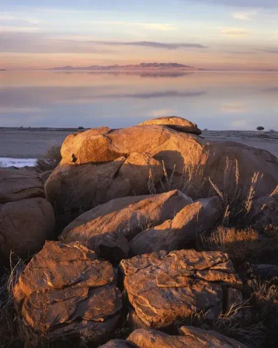 Framed Print : USA, Utah, Great Salt Lake, Boulders on Stansbury Island Framed Print : USA, Utah, Great Salt Lake, Boulders on Stansbury Island