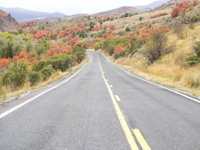 Framed Print : USA, Utah Highway 39 heading west out of Wasatch Mountains with Autumn colors Framed Print : USA, Utah Highway 39 heading west out of Wasatch Mountains with Autumn colors