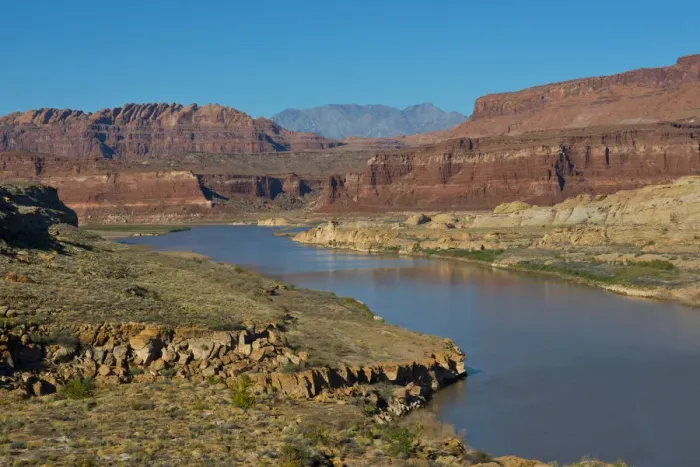 Framed Print : USA, Utah. Hite, Colorado River-Lake Powell, Views from Highway 95