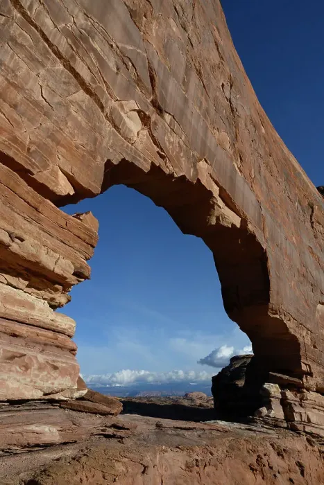 Framed Print : USA, Utah. Jeep Arch and clouds near Moab Framed Print : USA, Utah. Jeep Arch and clouds near Moab
