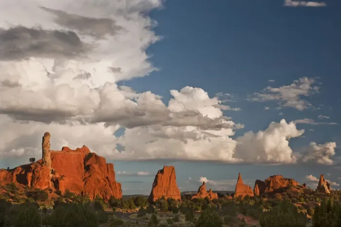 Framed Print : USA, Utah, Kodachrome Basin State Park. Red sandstone formations and clearing thunderstorm