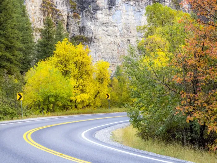 Framed Print : USA, Utah, Logan Pass and highway 89 fall color with Aspen and Maple Trees