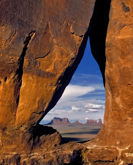 Framed Print : USA, Utah, Monument Valley. Keyhole Arch gives a view to the majestic, free-standing Framed Print : USA, Utah, Monument Valley. Keyhole Arch gives a view to the majestic, free-standing