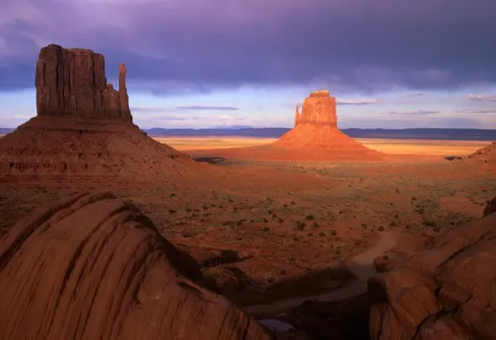Framed Print : USA, Utah, Monument Valley, Late afternoon light colors the rock formations