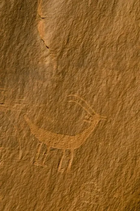 Framed Print : USA, Utah, Monument Valley Navajo Tribal Park. Petroglyphs on stone wall. Credit as