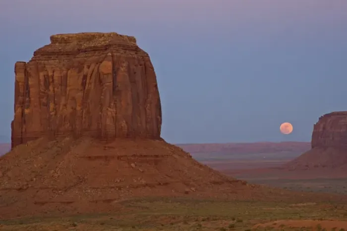 Framed Print : USA, Utah, Monument Valley Tribal Park. Full moon rising over Monument Valley. Credit as Framed Print : USA, Utah, Monument Valley Tribal Park. Full moon rising over Monument Valley. Credit as