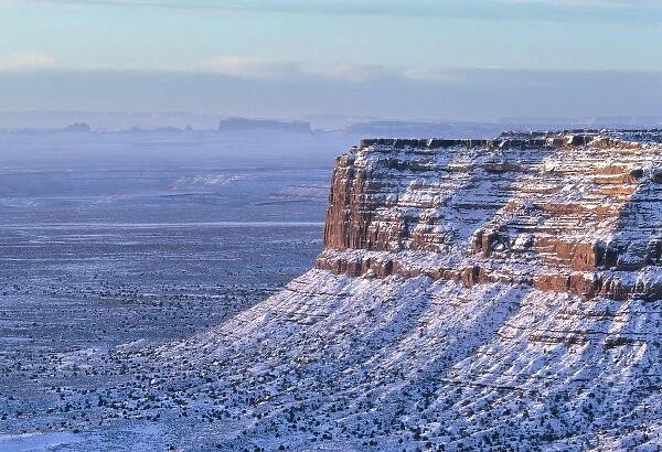 USA, Utah, Monument Valley. A winter overview of the desert leading to Monument Valley