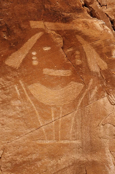 USA, Utah. Prehistoric petroglyph rock art at Dinosaur National Monument. Credit as