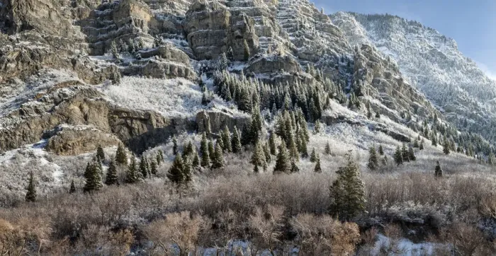 Framed Print : USA, Utah, Provo, Panoramic view of late afternoon light in Provo Canyon
