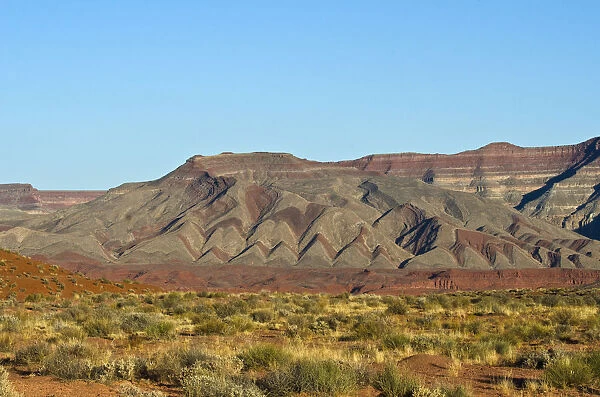 USA, Utah. San Juan River Valley colorful ridges