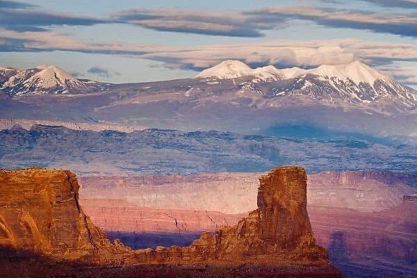 USA, Utah. Scenic of La Sal Mountains from Dead Horse Point State Park