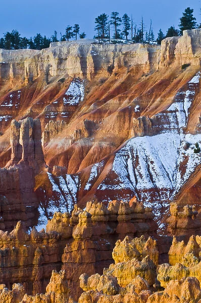 USA, Utah. Snowy hoodoo formations in Bryce Canyon National Park