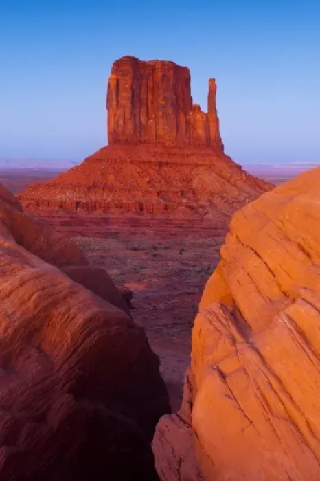Framed Print : USA, Utah. Sunset on Mitten Buttes at Monument Valley Navajo Tribal Park