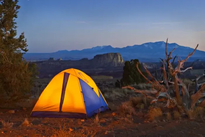 Framed Print : USA, Utah. A tent glowing at dusk on the San Rafael Swell Framed Print : USA, Utah. A tent glowing at dusk on the San Rafael Swell