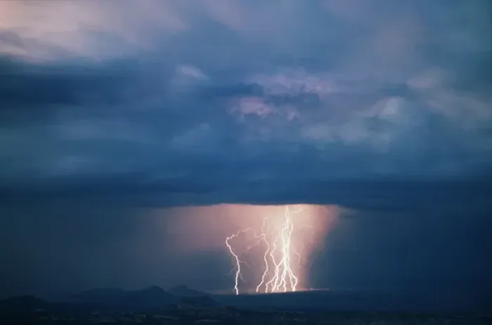 Framed Print : USA, Utah, Thunderstorm over Cathedral Valley