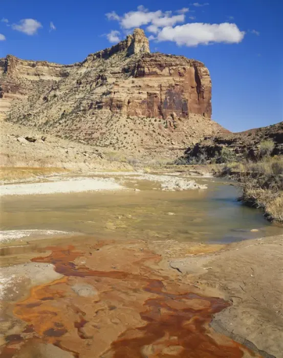 Framed Print : USA, Utah, View of San Rafael swell with iron-stained river