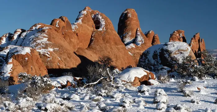 Framed Print : USA, Utah. Winter snowfall in Arches National Park Framed Print : USA, Utah. Winter snowfall in Arches National Park