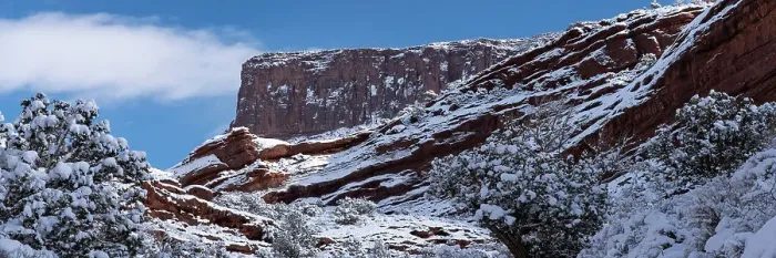 Framed Print : USA, Utah. Winter snowfall in Castle Valley