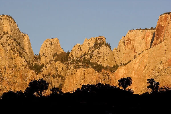 USA, Utah, Zion National Park. Towers of the Virgin River at sunrise