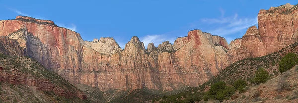 USA, Utah. Zion National Park, Towers of the Virgin, and The West Temple