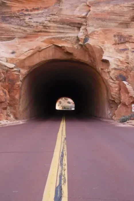 Framed Print : USA, Utah, Zion National Park, Tunnel Through Sandstone on Zion Park Boulevard