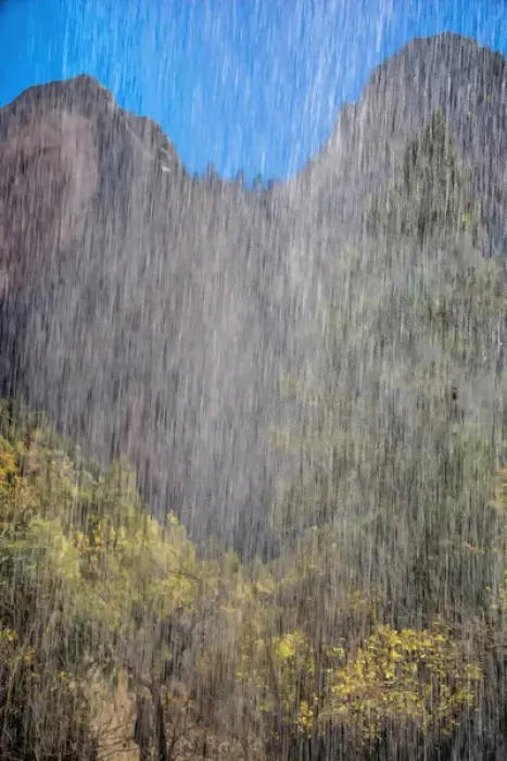 Framed Print : USA, Utah, Zion National Park. Waterfall scenic