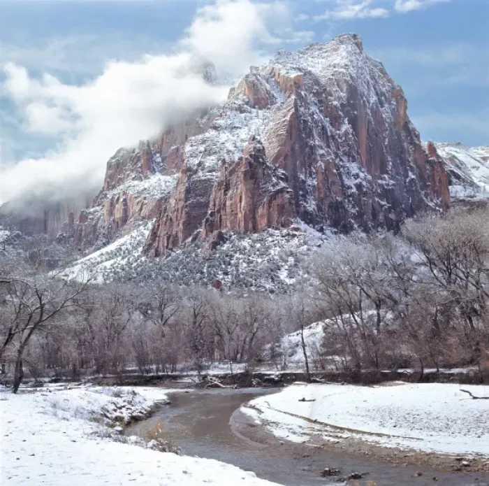 Framed Print : USA, Utah, Zion NP. The storm braks after dropping snow on the Virgin River, Zion National Park Framed Print : USA, Utah, Zion NP. The storm braks after dropping snow on the Virgin River, Zion National Park