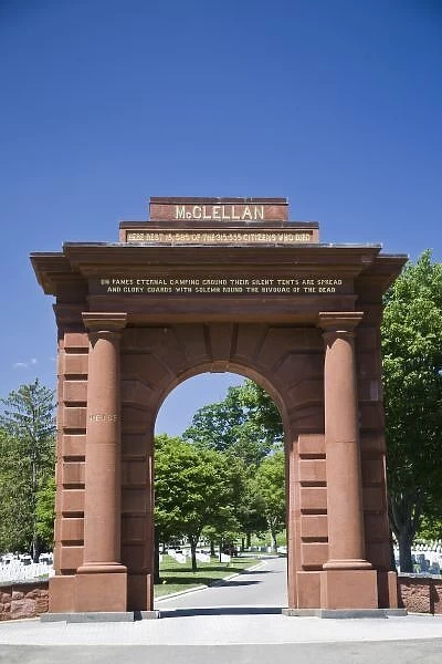 USA, VA, Arlington. McClellan Gate at Arlington National Cemetary