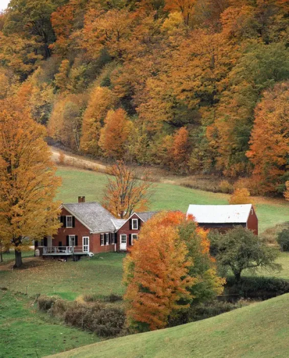 Framed Print : USA, Vermont, Reading, View of Jenne farm in autumn Framed Print : USA, Vermont, Reading, View of Jenne farm in autumn