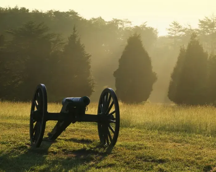 Framed Print : USA, Virginia, Manassas National Battlefield Park, Cannon and morning fog Framed Print : USA, Virginia, Manassas National Battlefield Park, Cannon and morning fog