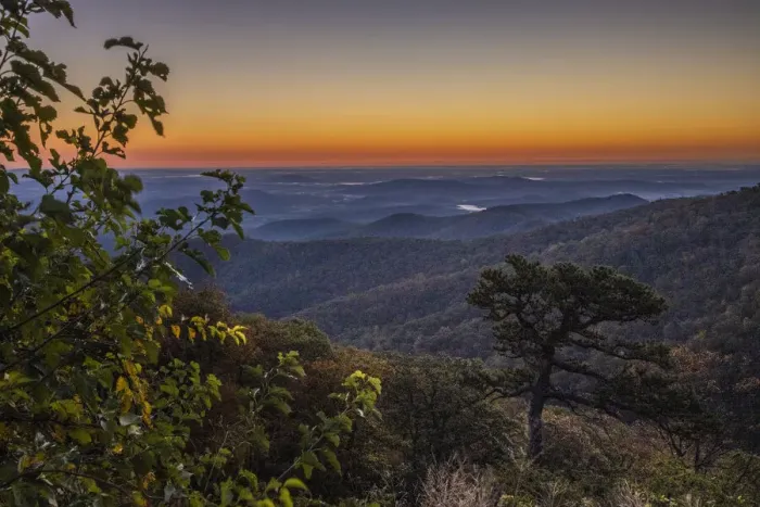 Framed Print : USA, Virginia, Shenandoah National Park, Sunrise along Skyline Drive in the Fall