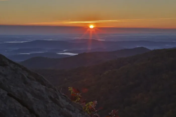 Framed Print : USA, Virginia, Shenandoah National Park, Sunrise along Skyline Drive in the Fall