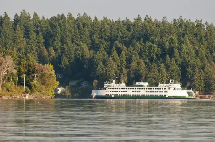 Framed Print : USA, WA, Bainbridge Island. Ferry navigates through Rich Passage enroute from Bremerton Framed Print : USA, WA, Bainbridge Island. Ferry navigates through Rich Passage enroute from Bremerton