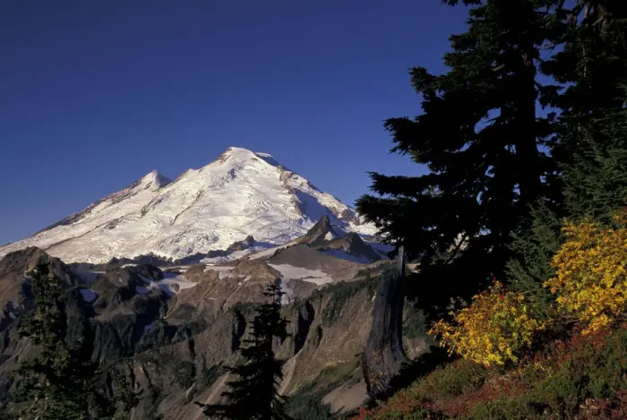 Framed Print : USA, WA, Heather Meadows RA. Mount Baker from Kulshan Ridge