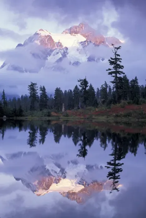 Framed Print : USA, WA, Heather Meadows RA. Mount Shuksan shrouded in clouds and reflected in Picture Framed Print : USA, WA, Heather Meadows RA. Mount Shuksan shrouded in clouds and reflected in Picture
