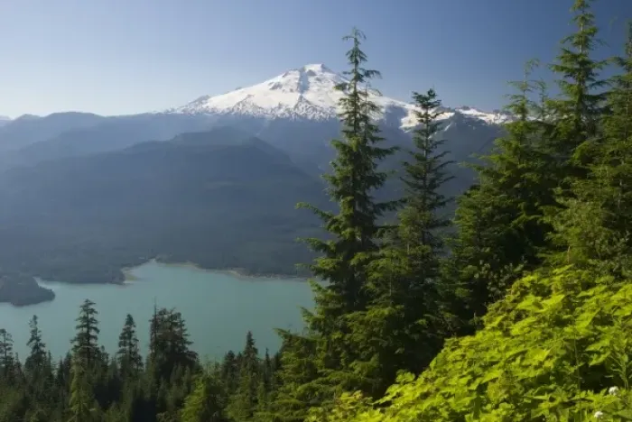 Framed Print : USA, WA, Mount Baker Snoqualmie National Forest. Spectacular vistas of forest, Baker Lake