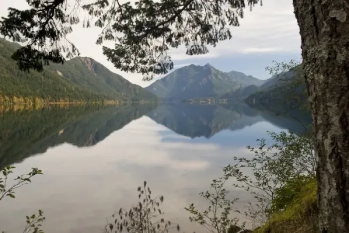 Framed Print : USA, WA, Olympic Peninsula. Lake Crescent is deep lake carved by glaciers. Located Framed Print : USA, WA, Olympic Peninsula. Lake Crescent is deep lake carved by glaciers. Located