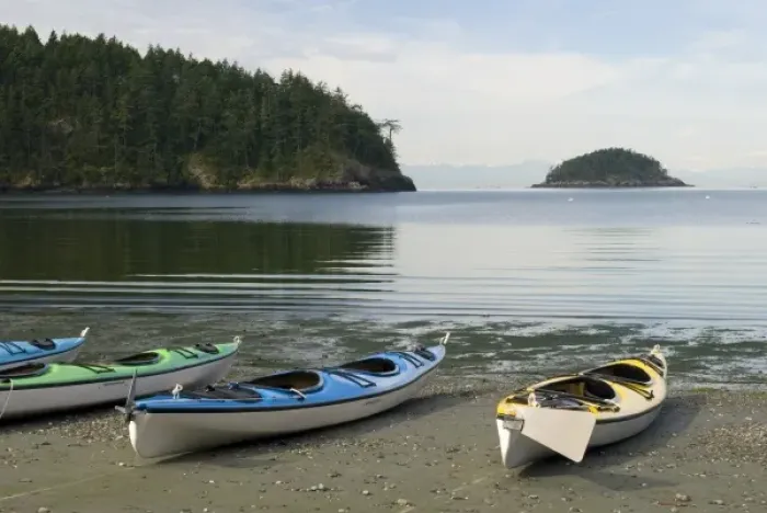 Framed Print : USA, WA, Pacific Northwest, Deception Pass State Park. Kayaks ready for a paddle Framed Print : USA, WA, Pacific Northwest, Deception Pass State Park. Kayaks ready for a paddle