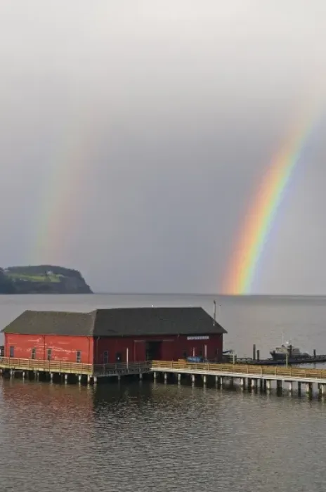 Framed Print : USA, WA, Whidbey Island. Vibrant double rainbow in Penn Cove backdrop for Coupeville Framed Print : USA, WA, Whidbey Island. Vibrant double rainbow in Penn Cove backdrop for Coupeville