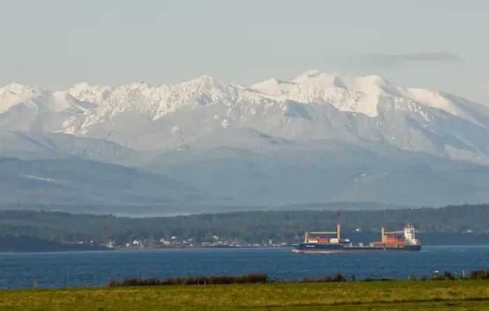 Framed Print : USA, WA, Whidbey Island. View from Ebeys Bluff across Strait of Juan de Fuca Framed Print : USA, WA, Whidbey Island. View from Ebeys Bluff across Strait of Juan de Fuca