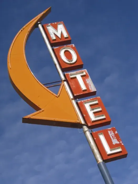 Framed Print : USA, Washington, Cle Elum. Detail of plain motel sign