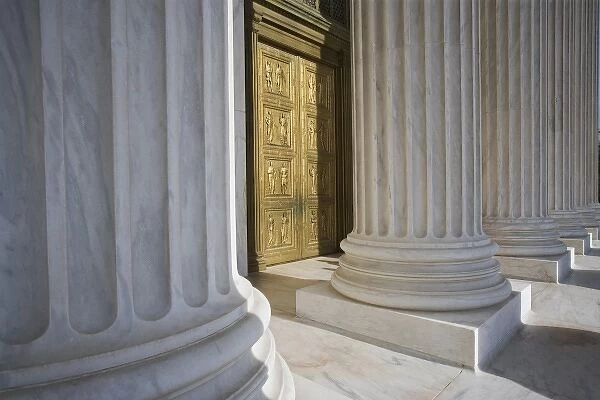 USA, Washington, D. C. View of the Supreme Court Buildings columns and door