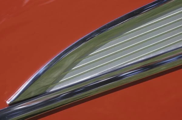 USA, Washington, Everett. Side molding detail of red 57 Chevy
