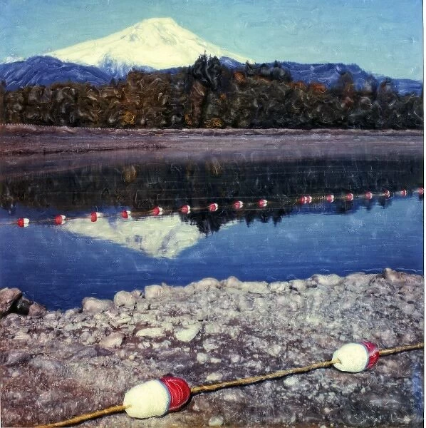 USA, Washington, Mount Baker. Mt. Baker as seen from Baker Lake. Polaroid SX70 Manipulation