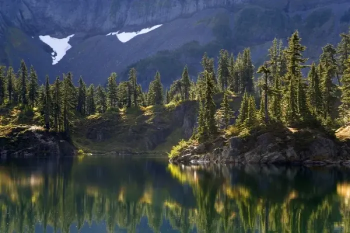 Framed Print : USA, Washington, Mount Baker Wilderness, Cascade Mountains. View of Hayes Lake, one Framed Print : USA, Washington, Mount Baker Wilderness, Cascade Mountains. View of Hayes Lake, one
