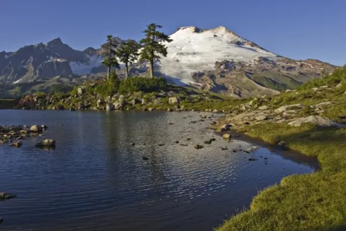 Framed Print : USA, Washington, Mt. Baker. Mt. Baker and tarn on Park Butte Framed Print : USA, Washington, Mt. Baker. Mt. Baker and tarn on Park Butte