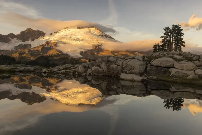 Framed Print : USA, Washington. Mt. Baker reflects in lake
