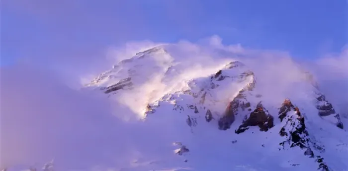 Framed Print : USA, Washington, Mt Rainer National Park, Clouds wrapped summit of Mt Rainer